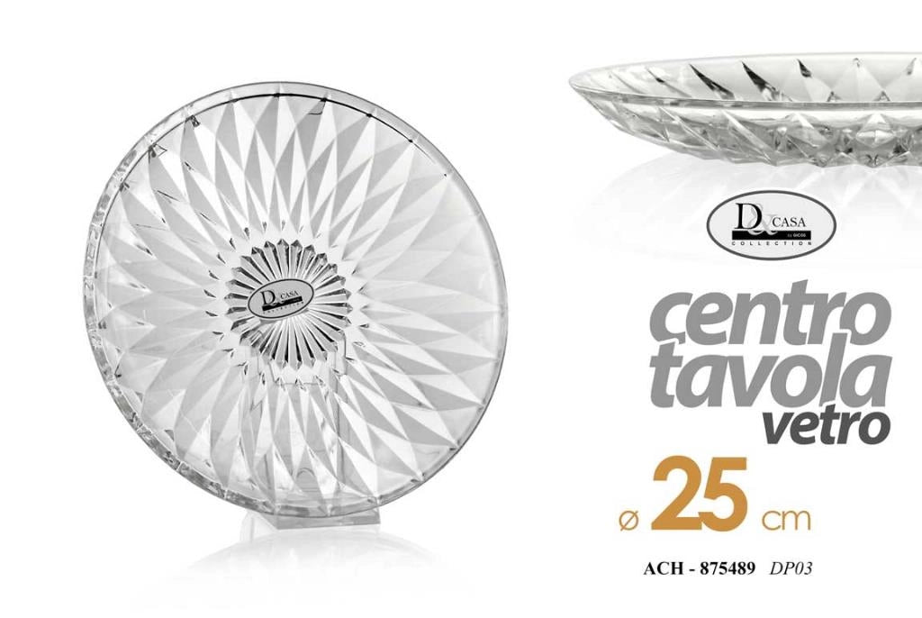 Piatto Centrotavola Decorativo in Vetro Decorato 25 cm