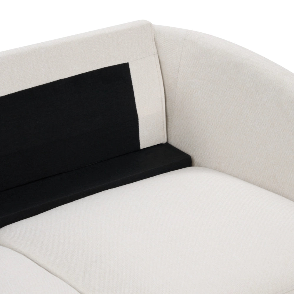 Divano 2 posti in tessuto beige chiaro con piedi dorati curve morbide stile glamour elegante soggiorno