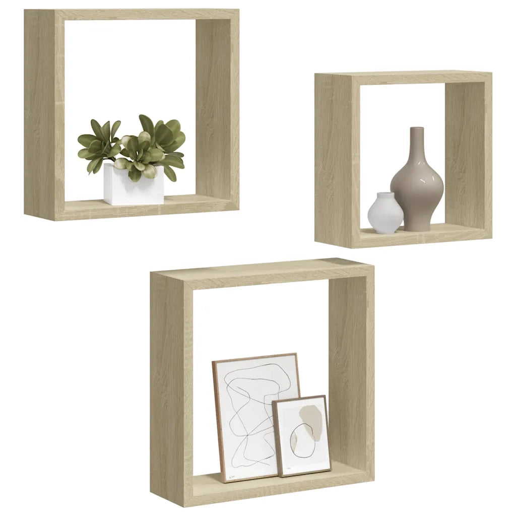 Mensole a Cubo 3 pz Rovere Sonoma cod mxl 72618
