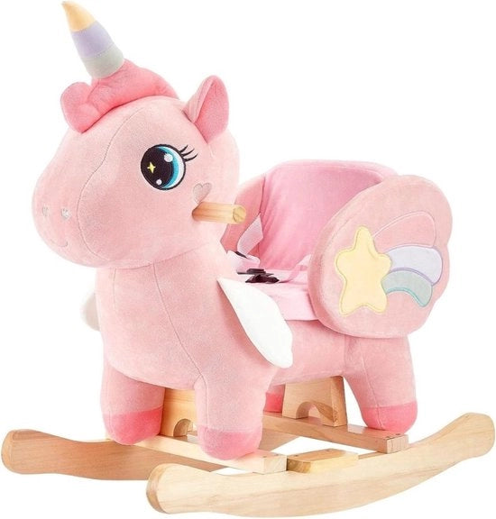 Sedia oscillante per bambini in legno - sedile oscillante per bambini - giocattolo - rosa - con cinturino