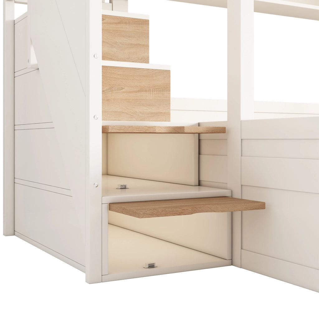 Letto a castello in legno 90/140x200 cm con armadio scala