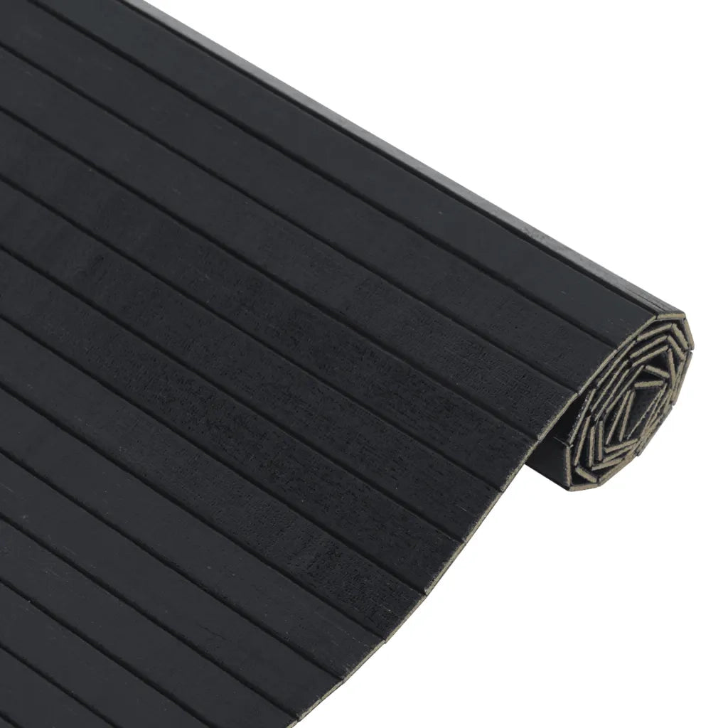 Tappeto Rettangolare Nero 60x100 cm in Bambù 376708