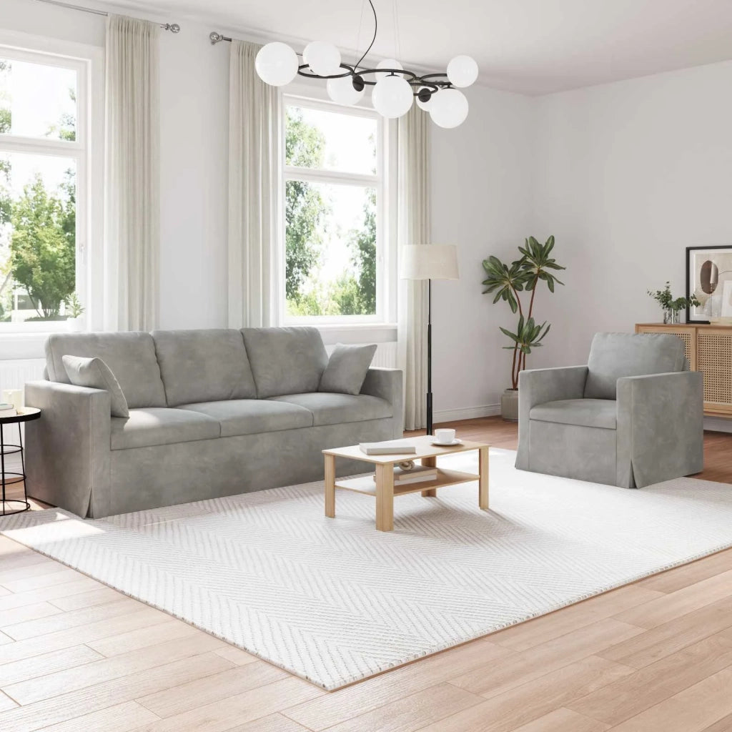 Set di divani 2 pcs Grigio chiaro 198 x 78 x 80 cm Velluto