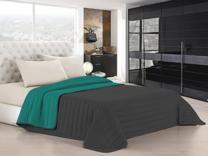 Trapuntino Doubleface Singolo 100gr Acqua/Grigio Scuro