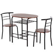EasyComfort Set Tavolo Moderno con 2 Sedie per Sala da Pranzo, Set 3 Pezzi Mobili Salvaspazio da Cucina, Balcone, Ristorante o Bar, Marrone e Nero