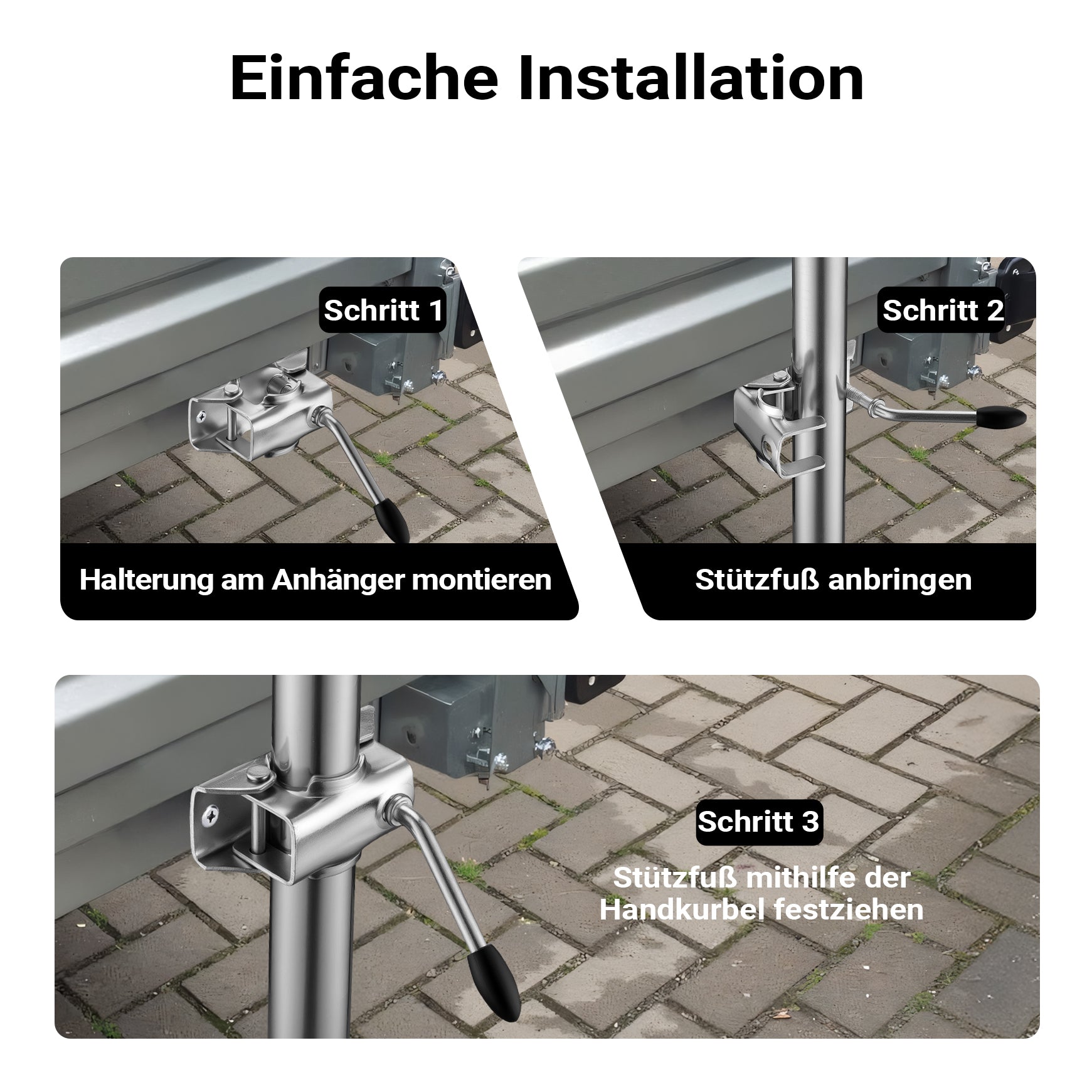 Supporto per rimorchio 2 pezzi altezza regolabile 510-760mm con 2 morsetti Ø48mm