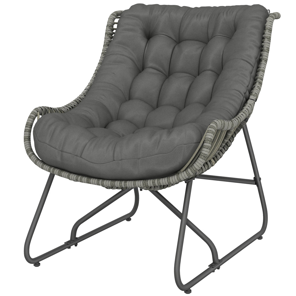 Poltrona da giardino in polyrattan con cuscini ¨C zephmum ¨C grigio, portata 120kg