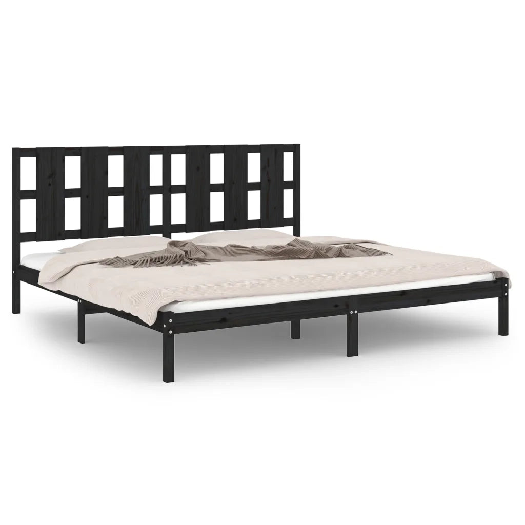 Giroletto Nero in Legno Massello di Pino 200x200 cm 3105624