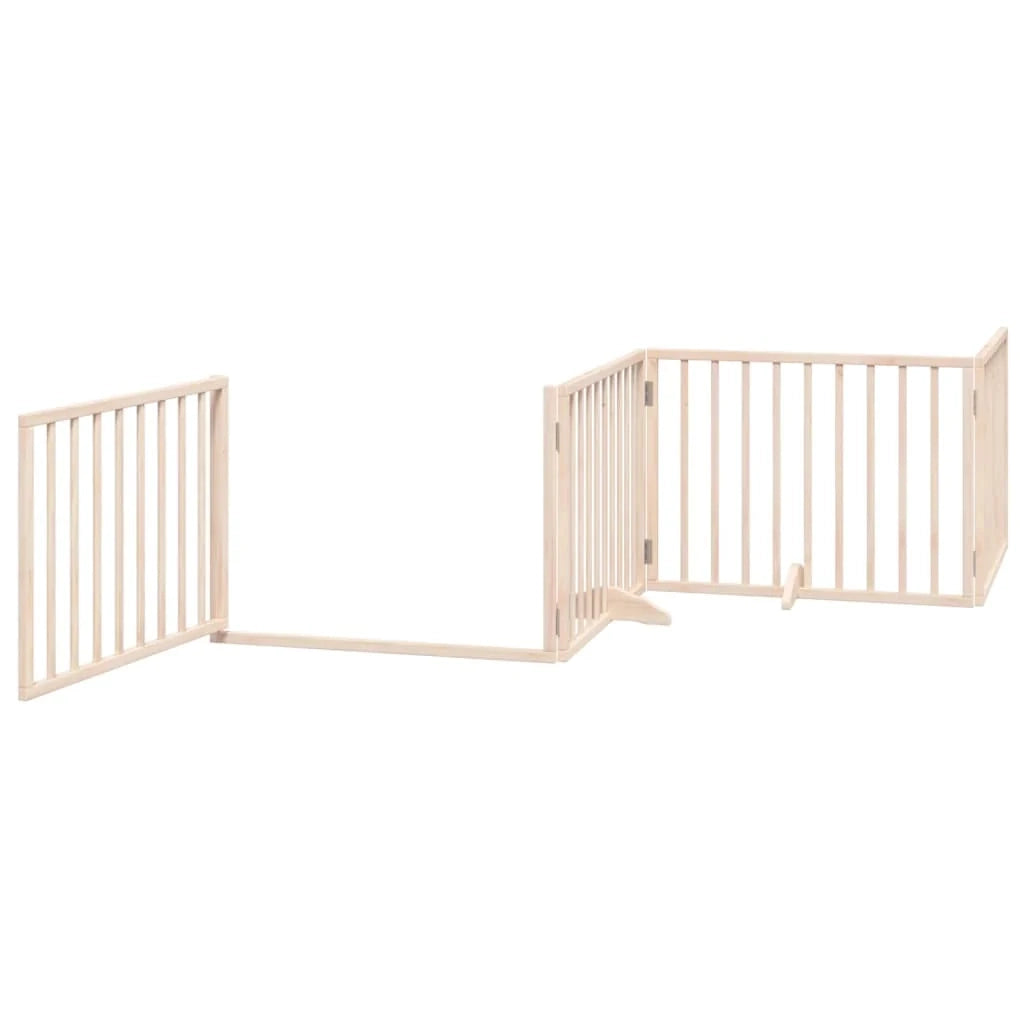 Cancelletto di sicurezza per cani con porta in legno di pioppo marrone a 4 pannelli 02_0023303
