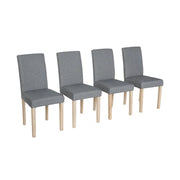 Set 4 sedie in tessuto con gambe in legno, grigio chiaro