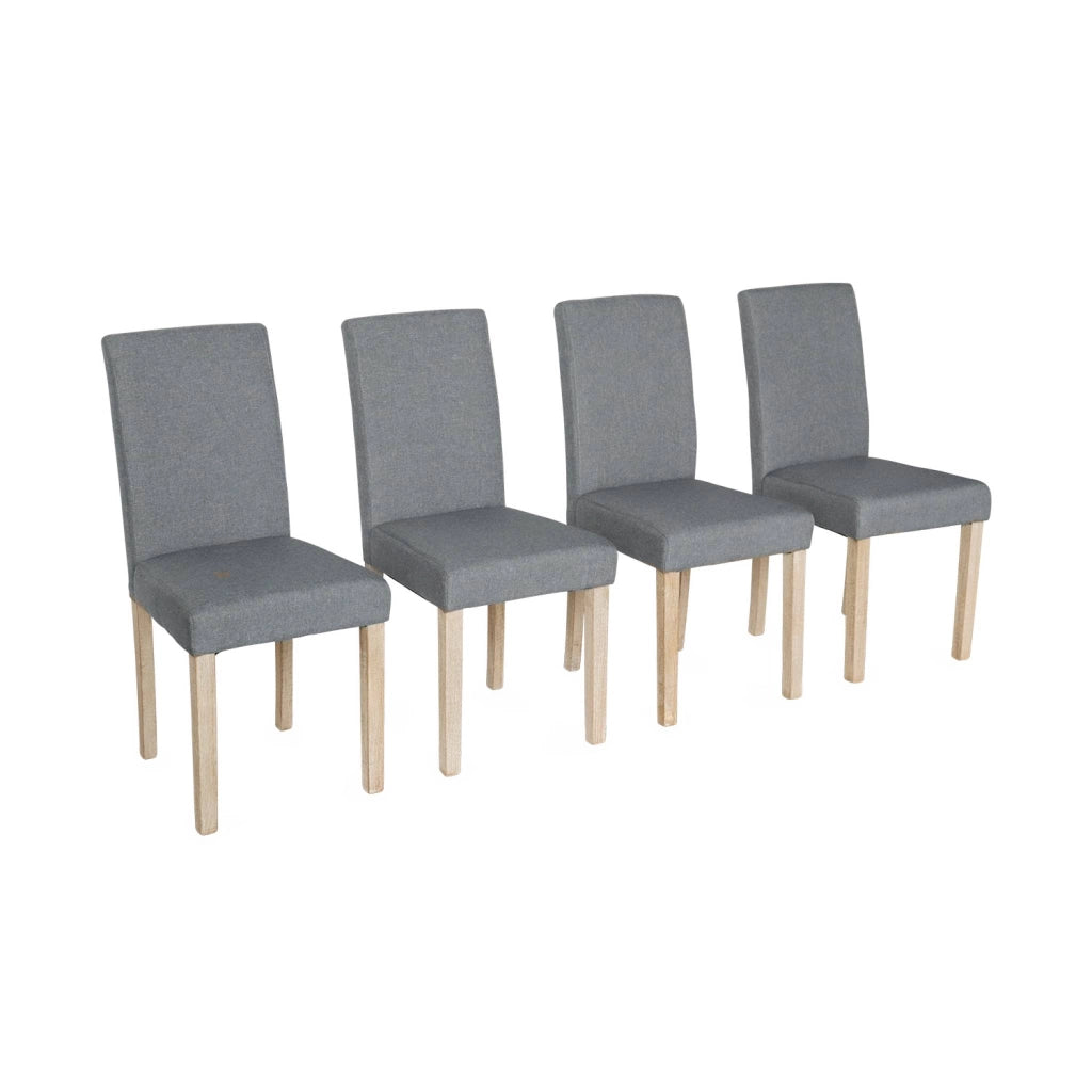 Set 4 sedie in tessuto con gambe in legno, grigio chiaro