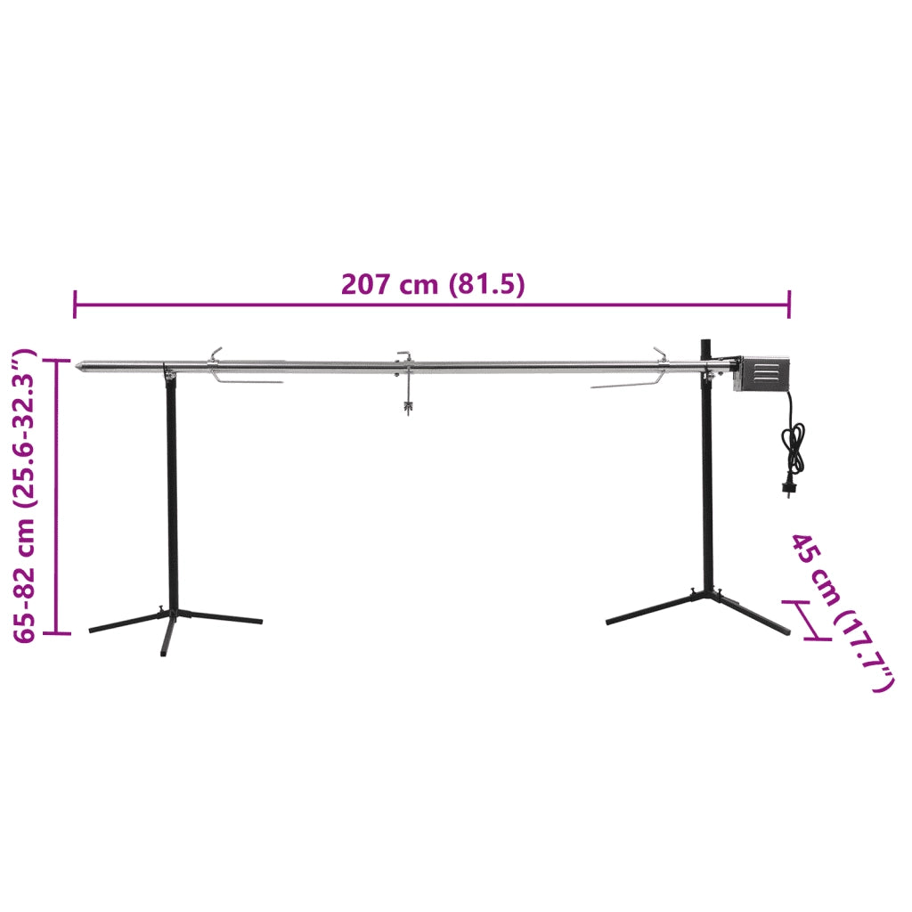 Griglia Barbecue Automatica con Motore in Acciaio 207x45x81cm CFW5925279