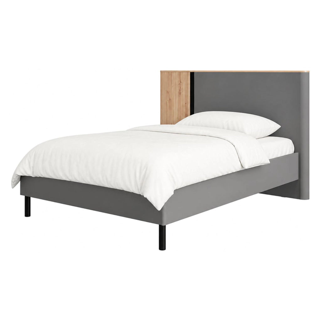 Letto Matrimoniale Banff, Letto Matrimoniale Dimensione Materasso 180x200 cm, Grigio Scuro