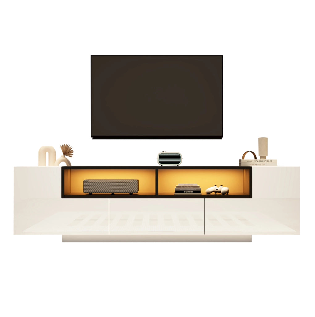 Mobile TV bianco lucido con LED, 180 x 40 x 48 cm