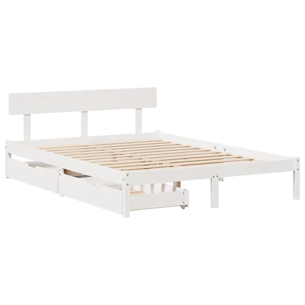 Letto senza Materasso-Struttura Letto Bianco 120x200 cm Legno Massello di Pino 650266