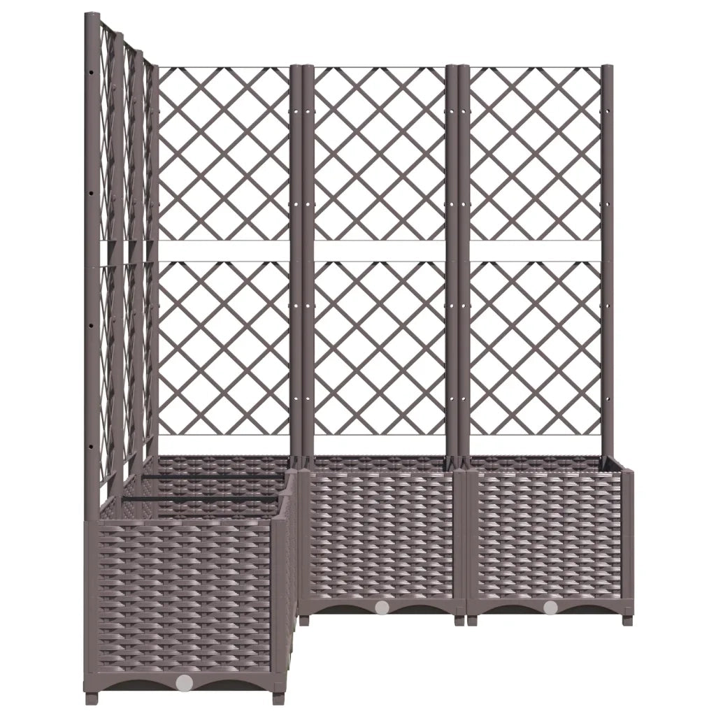 Fioriera | Cassetta per fiori | Vaso da Giardino con Graticcio Marrone 120x120x136 cm in PP