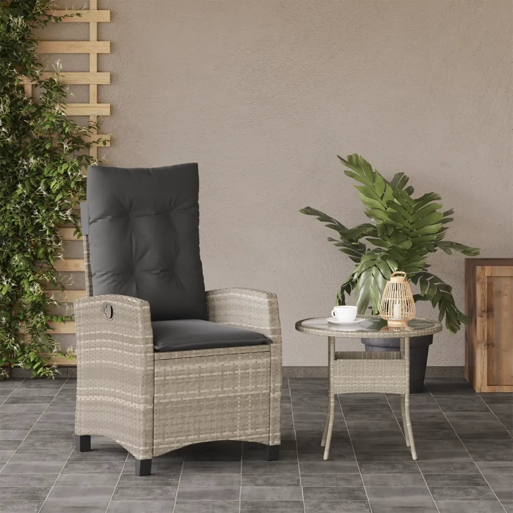 Sedia Reclinabile Giardino | Sedie da Esterno con Cuscini Grigio Chiaro Polyrattan