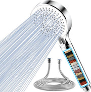Douchekop con filtro in 20 strati, manuale, 5 tipi di getto, alta pressione douchekop energeticamente efficiente con tubo, douchekop, risparmia acqua per acqua dura, restchloor, metallo pesante