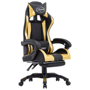 Sedia girevole da ufficio/studio per computer videogiochi con poggiapiedi. Oro e similpelle oro. 02_0024218