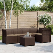 Divano da Giardino 5 Posti con Cuscini Stile Rattan PP Marrone 3444076