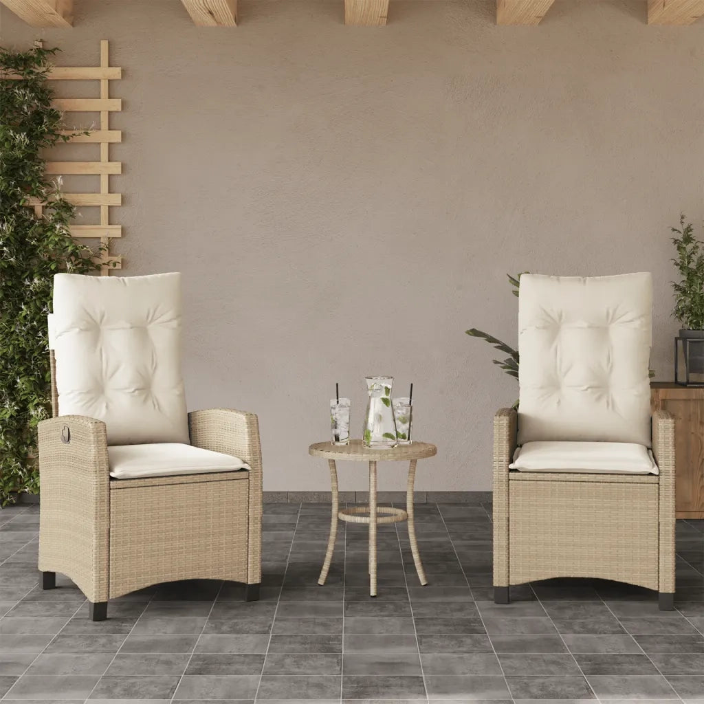 Sedie Reclinabili da Giardino 2 pz | Sedie da Esterno con Cuscini Beige Polyrattan