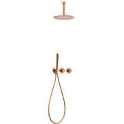 IMEX Kit incasso doccia miscelatore Breda oro rosa spazzolato in acciaio e ottone con finitura PVD corpo rubinetto 2 vie soffione Ø25 cartuccia termostatica Turn Clean System bocca acqua con fless
