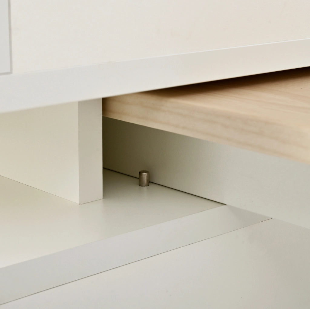 Tavolo consolle allungabile bianco con LED, prese USB/Type-C e vani contenitore per cucina e sala