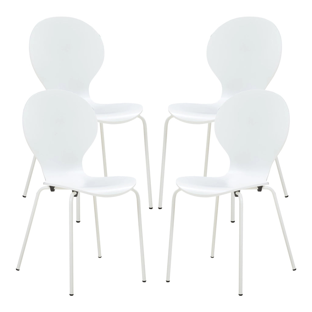 Set di 4 Sedie da Sala ETNE Impilabili - Bianco [en.casa]