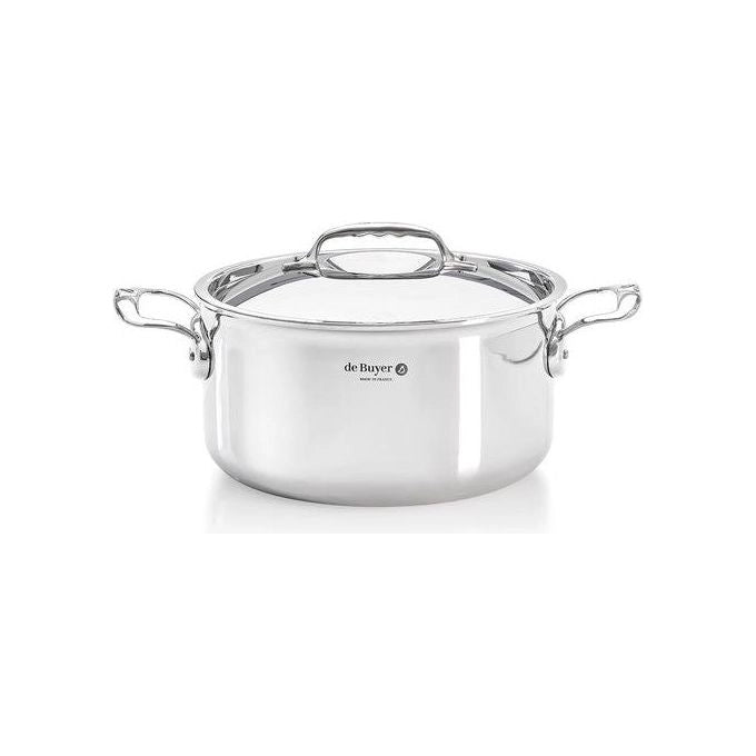 De Buyer 3742.28 Affinity Pentola Alta Acciaio Inox con Coperchio Vetro 28 cm Induzione 2 Manici Lavabile in Lavastoviglie Resistente al Forno colore Acciaio inox