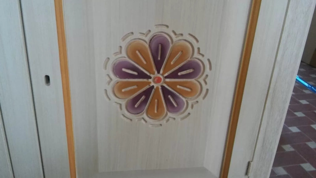 Armadio 2 porte legno shabby avorio pennellato e decori 125x61x200 - Mobili 2G