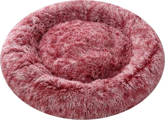 Cuscino per cani - Cuscino per cani calmante - Donut cuscino per cani - Anti ansia piumino morbido comfortevole - Rosso - Copertura rimovibile lavabile - 50 cm