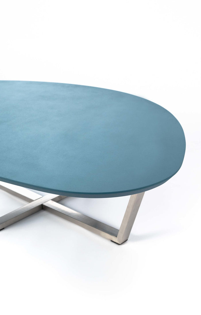 Tavolino 80x140xH32 cm in MDF e Metallo Drop Verde Petrolio