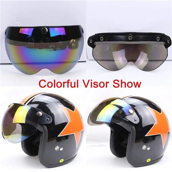 Visiera universale a vento e luce - Impermeabile - Chiusura a metà - Lente PC - Inclusa la motorizzazione con 3 pulsanti - Visiera motorizzata