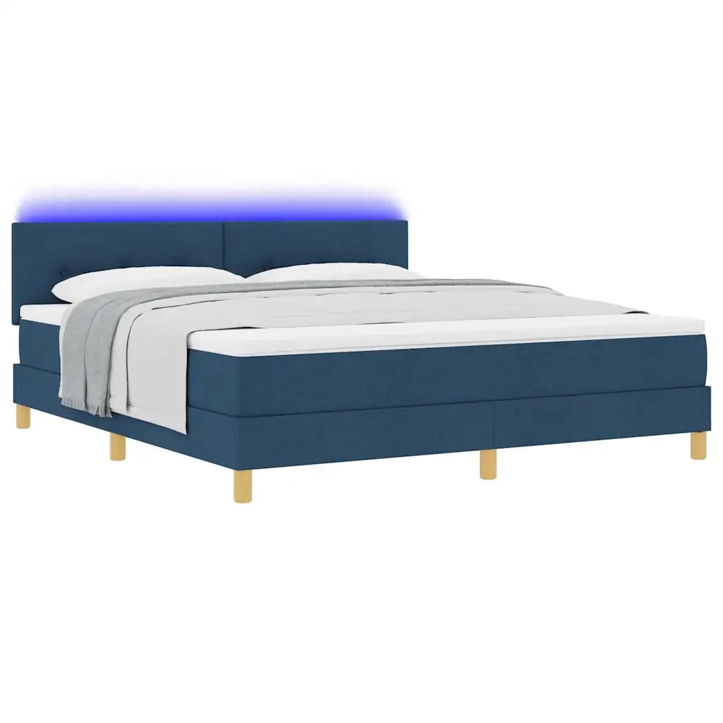 Letto a Sorgente LED con cuscino Blu 180 x 200 cm Tessuto 3342463