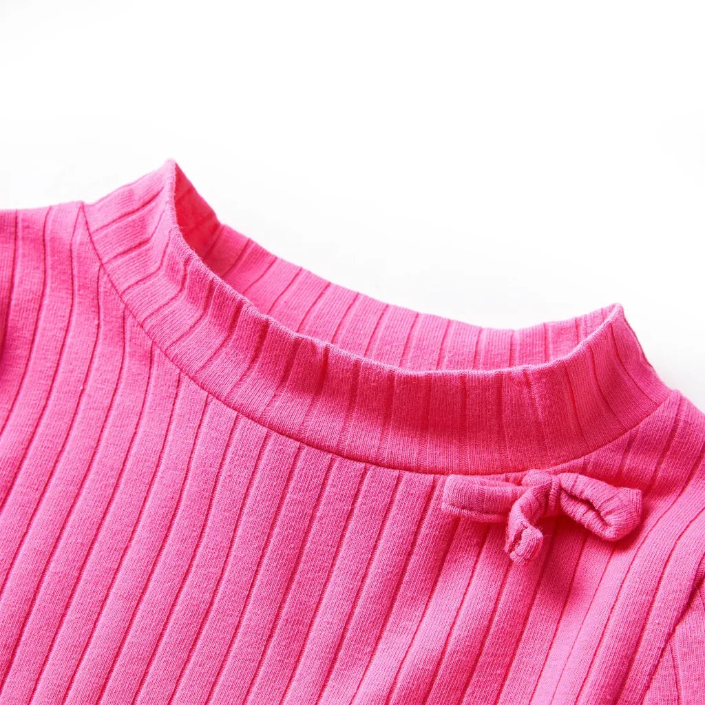 Maglietta da Bambina a Maniche Lunghe a Costine Fucsia 92 13839