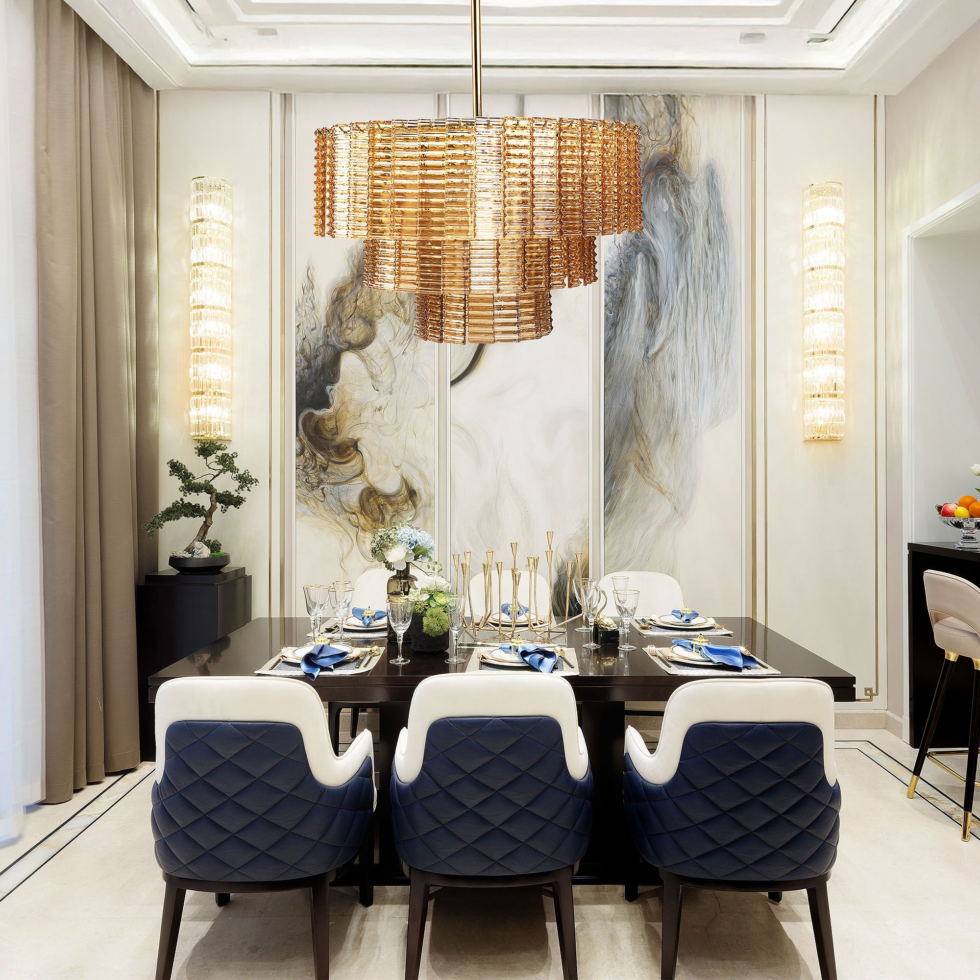 Lampadario A Sospensione Da Soffitto APP1677-8CP Marrone