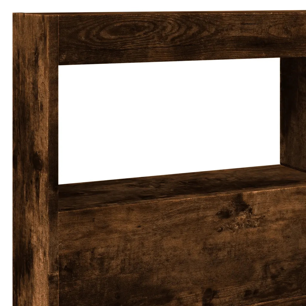 Testiera | Testata con Contenitore a LED Rovere Fumo 140x17x102 cm