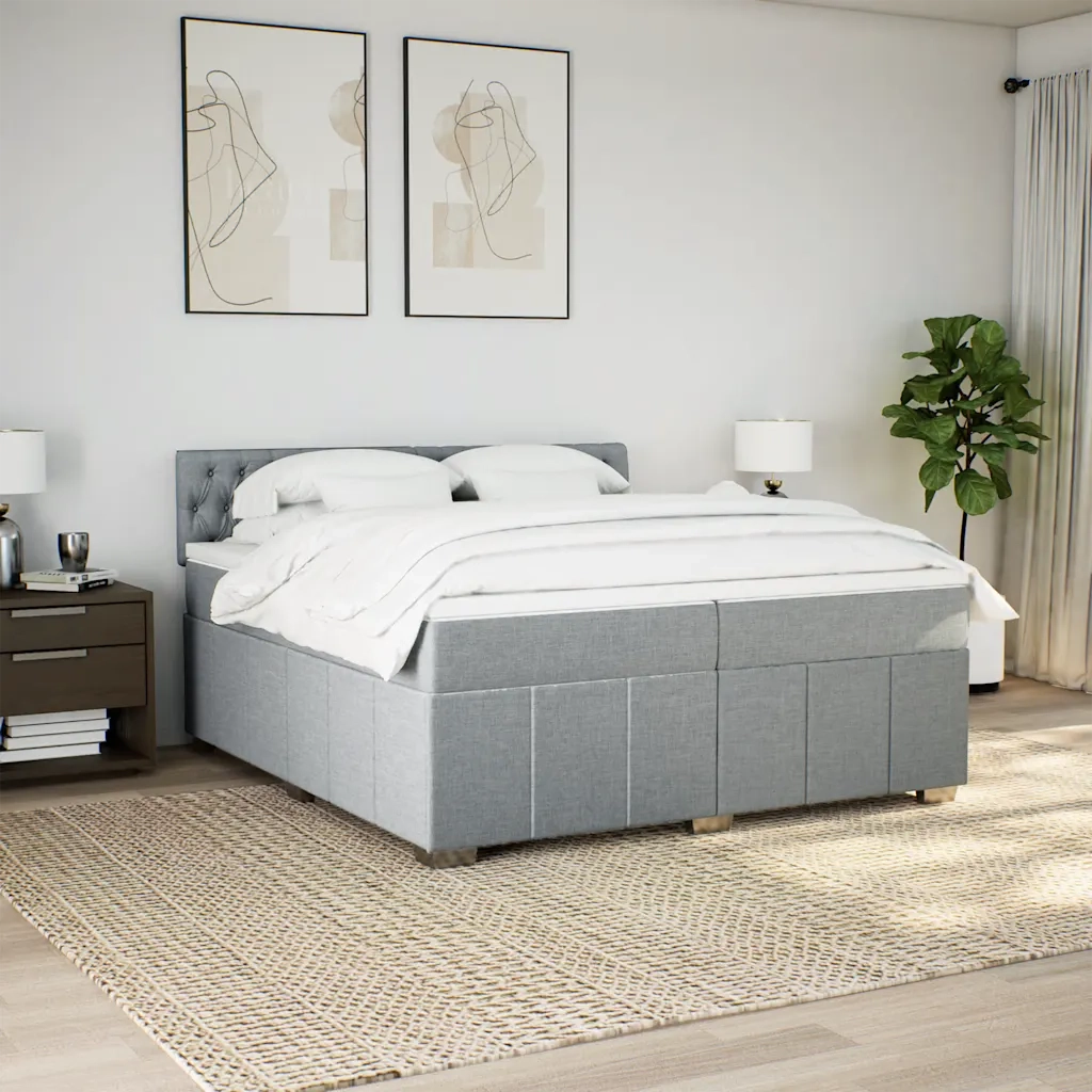 Giroletto a Molle con Materasso Grigio Chiaro 200x200cm Tessuto