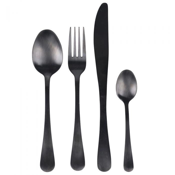 SET 16 POSATE 5TH AVENUE IN COLORE NERO SATINATO