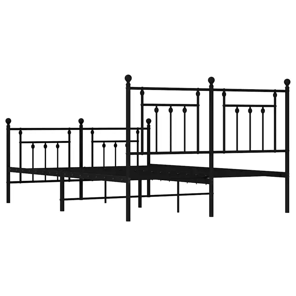 Giroletto con Testiera e Pediera-Struttura Letto Metallo Nero 140x190 cm 758054
