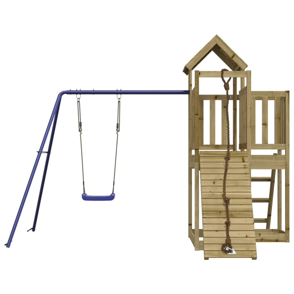 Altalene per parco giochi all'aperto scivolo altalene robuste giochi da giardino 286 x 248 x 214 cm legno di pino impregnato 02_0004743