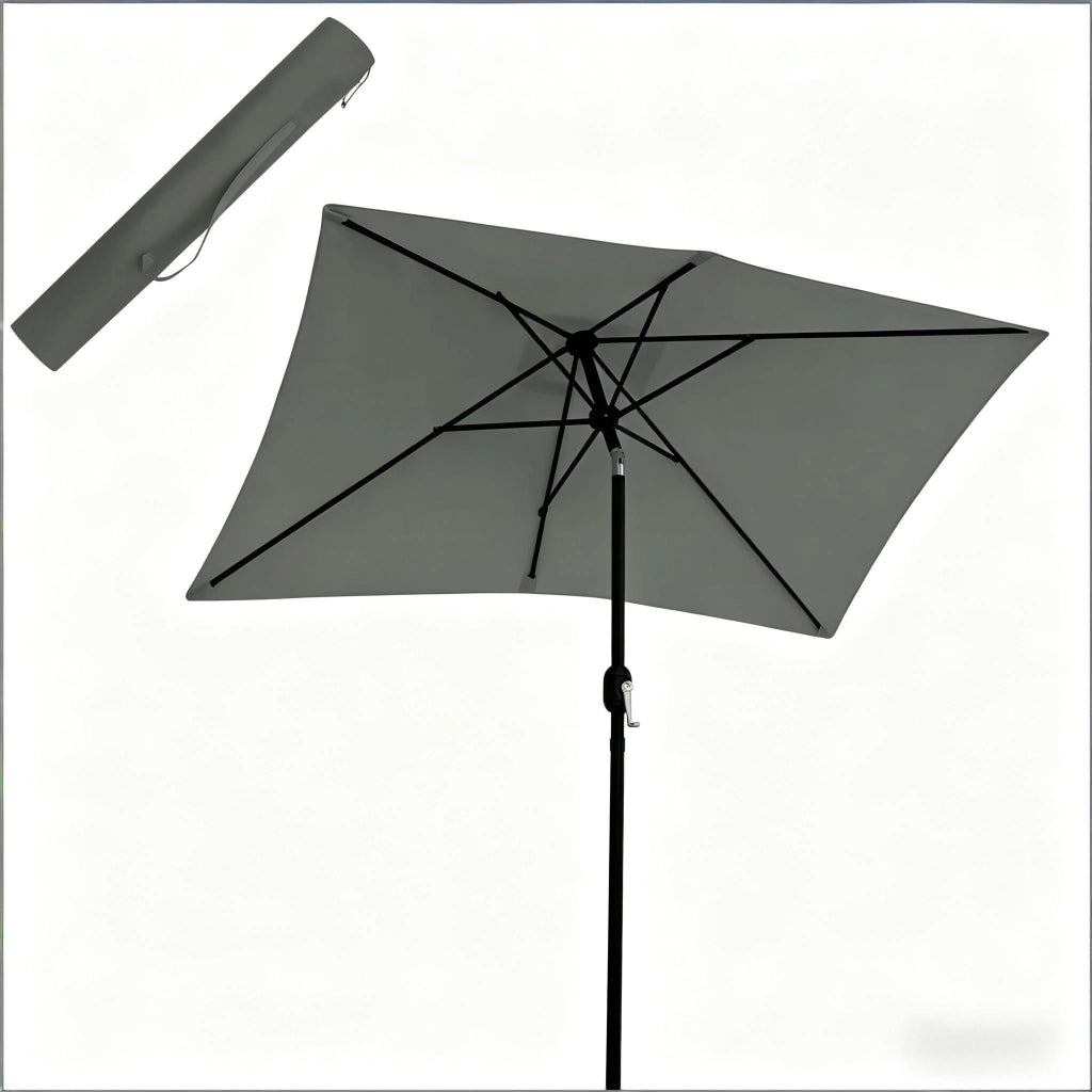 Ombrellone da balcone inclinabile con manovella e telo ventilato in metallo e poliestere grigio scuro 206 × 135 cm