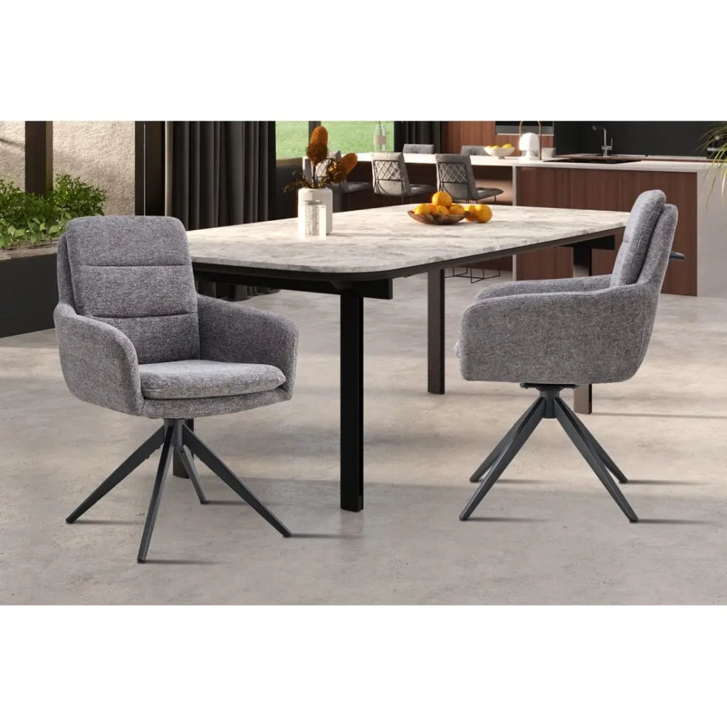 Set di 2 poltrone KAVINA – Tessuto grigio scuro – Gambe in metallo – Con braccioli – Design elegante e avvolgente