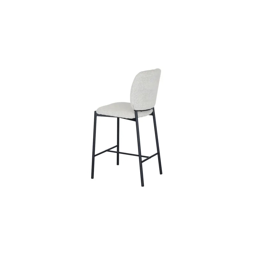 Sedia da banco RITA – Tessuto beige – Gambe in metallo nero – Altezza 99 cm – Stile design/industriale