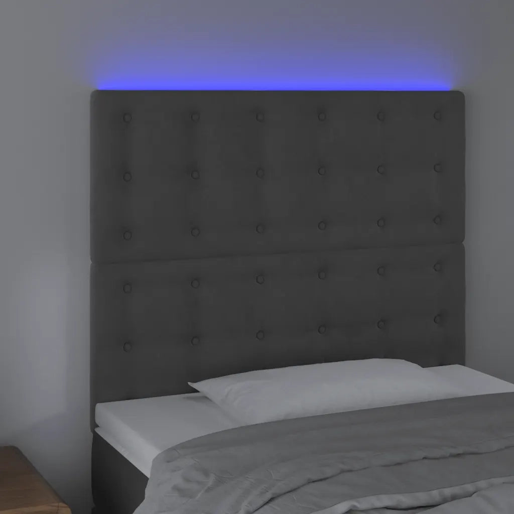 Testiera a LED Grigio Scuro 90x5x118/128 cm in Vellutocod mxl 73834
