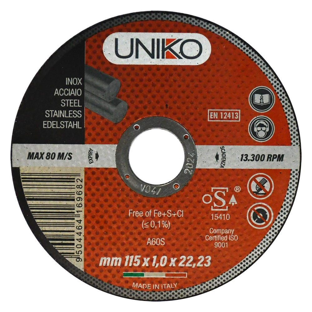 MOLA ABRASIVA PER INOX/FERRO ø 115 x 1,6 - set 5 pezzi  - UNIKO