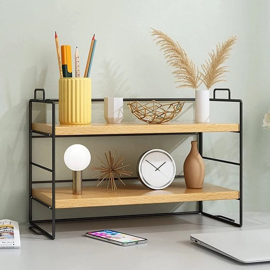 Tavolo da cucina, mensola da cucina tavolo di lavoro multifunzionale organizzatore di cosmetici libero stante mensole per spezie mensola libera per libri progetto moderno per scuola ufficio domestico installazione semplice (2 livelli)