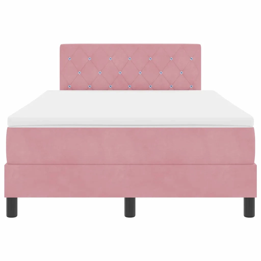 Letto a molle con materasso Rosa 120 x 200 cm Velluto 3339103