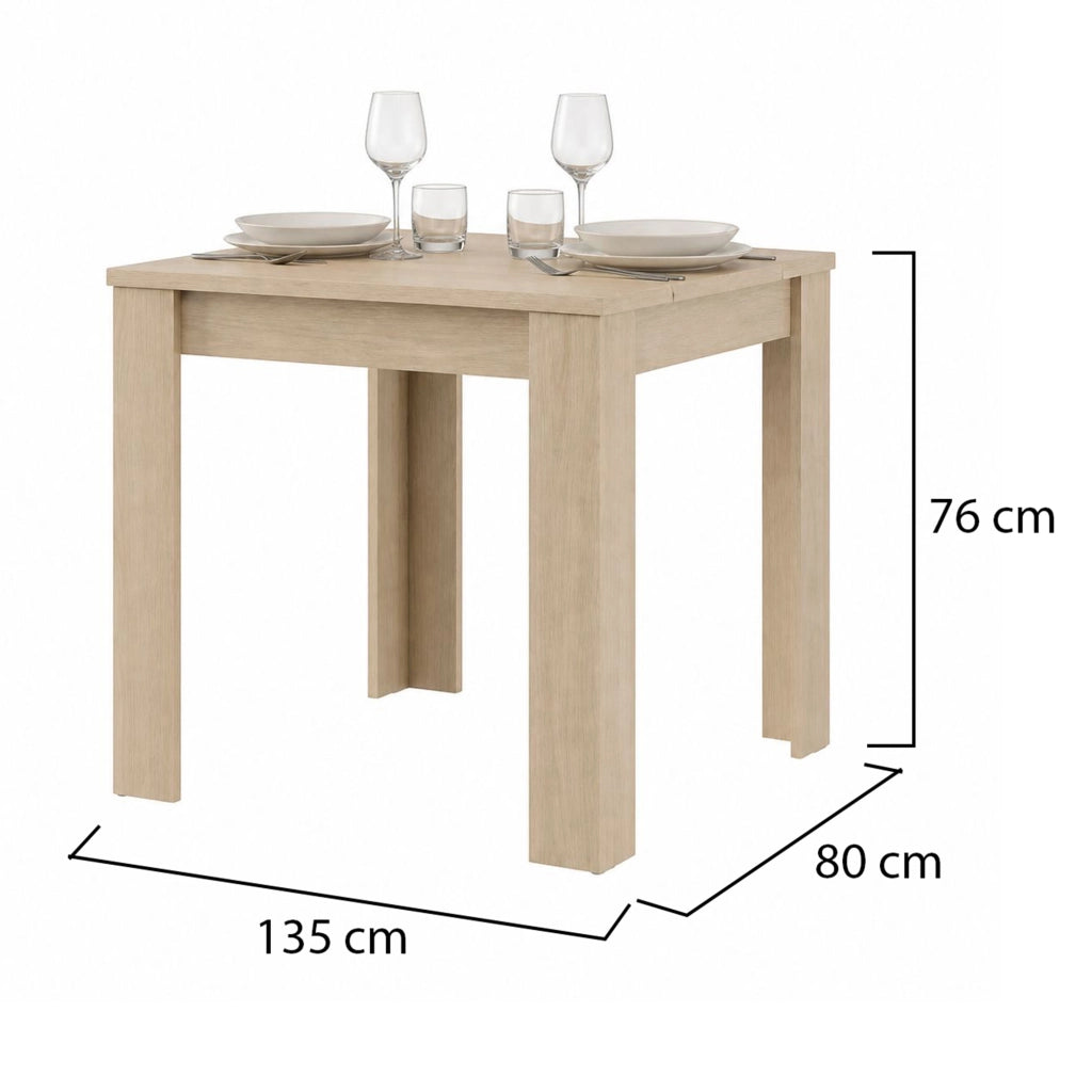 Trosa, Tavolo Fisso 4 Posti, 80x80x76h cm Marrone Rovere