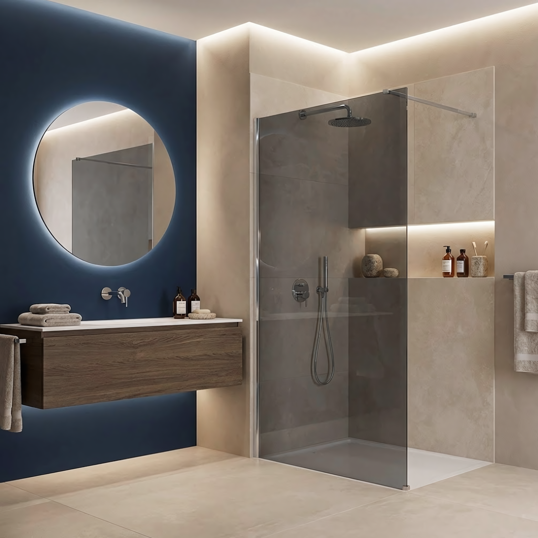 Parete Doccia Rea Flexi Grey / Chrome 80